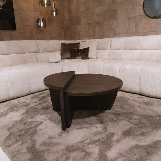 Ronde salontafel set van 2 | massief eikenhout