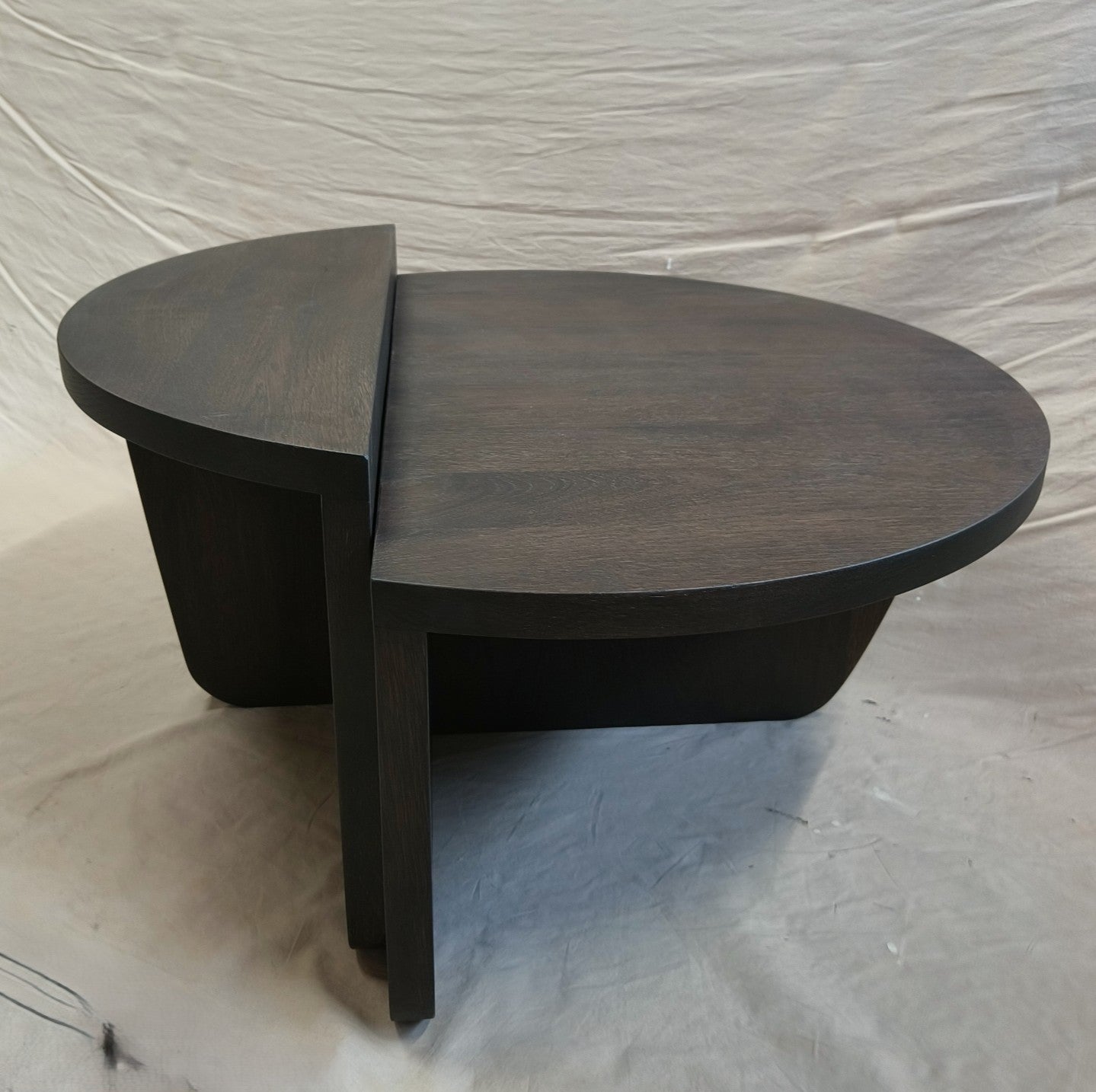 Ronde salontafel set van 2 | massief eikenhout