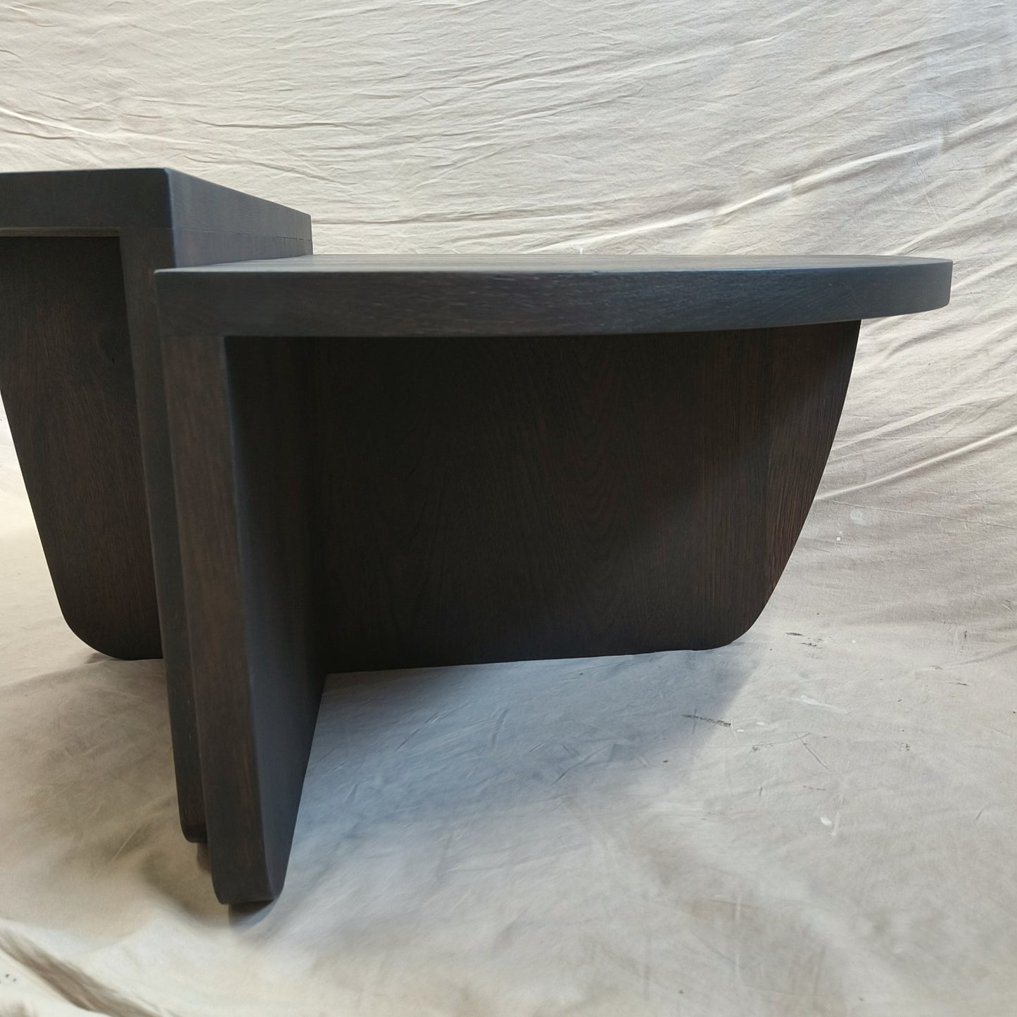 Ronde salontafel set van 2 | massief eikenhout