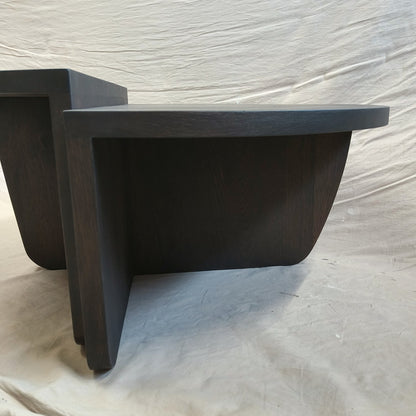 Ronde salontafel set van 2 | massief eikenhout
