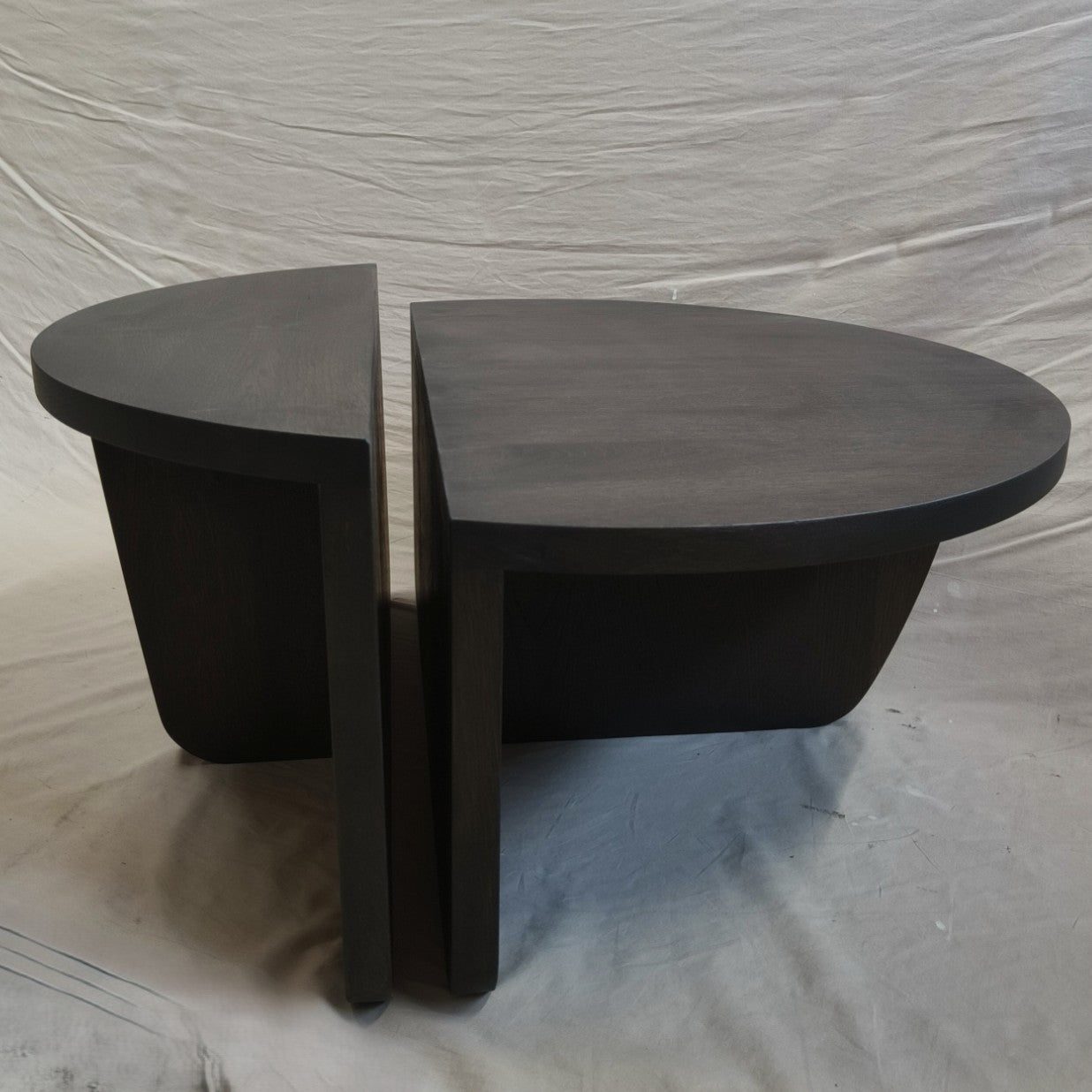 Ronde salontafel set van 2 | massief eikenhout