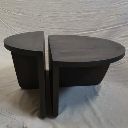 Ronde salontafel set van 2 | massief eikenhout