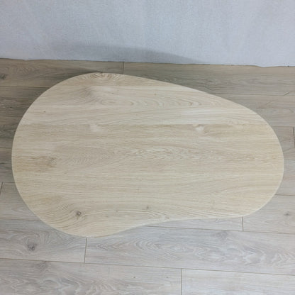 Organische eiken salontafel met kolompoot