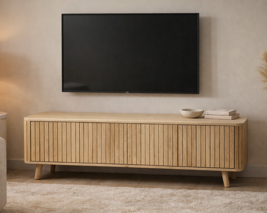 Eiken TV meubel met verticale stroken