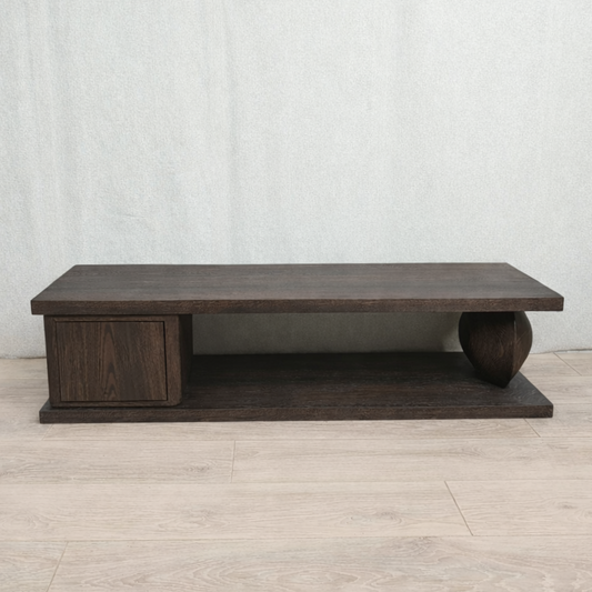 Sculpture TV meubel met opbergkast – massief eikenhout